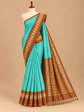 Elegant Aqua Blue Semi Tussar Silkworm Saree - SS061