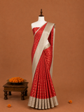 Premium Red Rich Antique Soft Silk Saree with Gold Zari - RS037