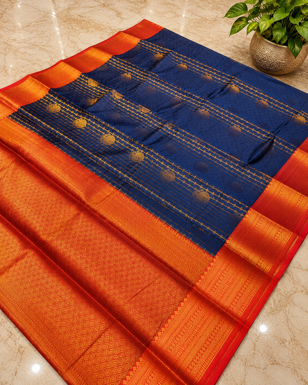 Premium Dark Blue Vairaoosi Silk Saree