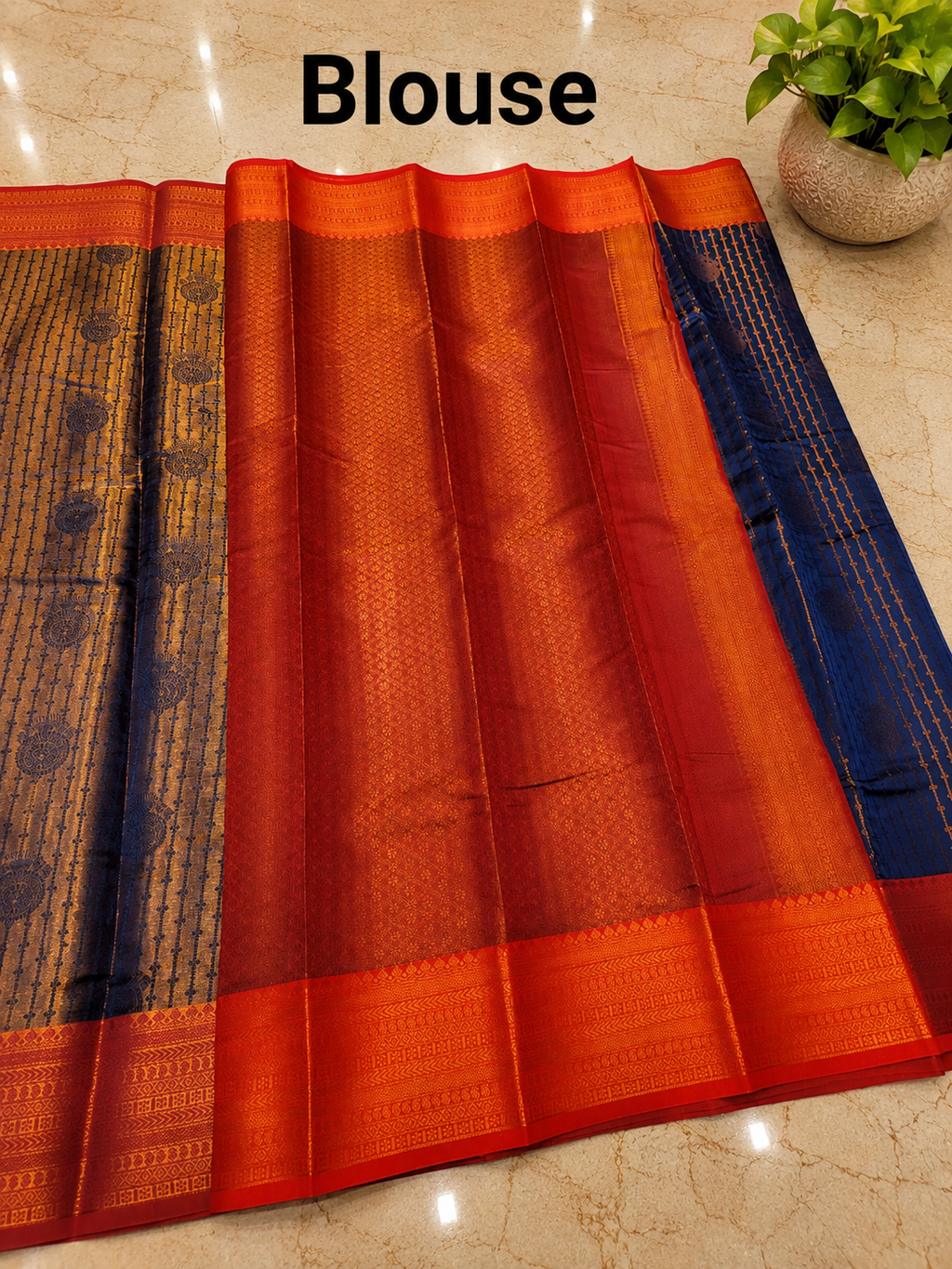Premium Dark Blue Vairaoosi Silk Saree