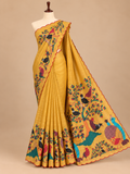 Beautiful Lightweight Yellow Kalamkari Tussar Saree - KT049