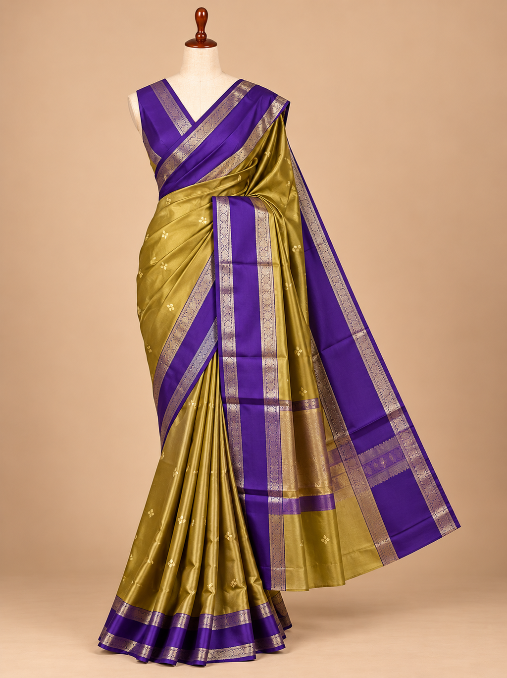 Premium Golden Yellow Butta Banarasi Soft Silk Saree - TS053