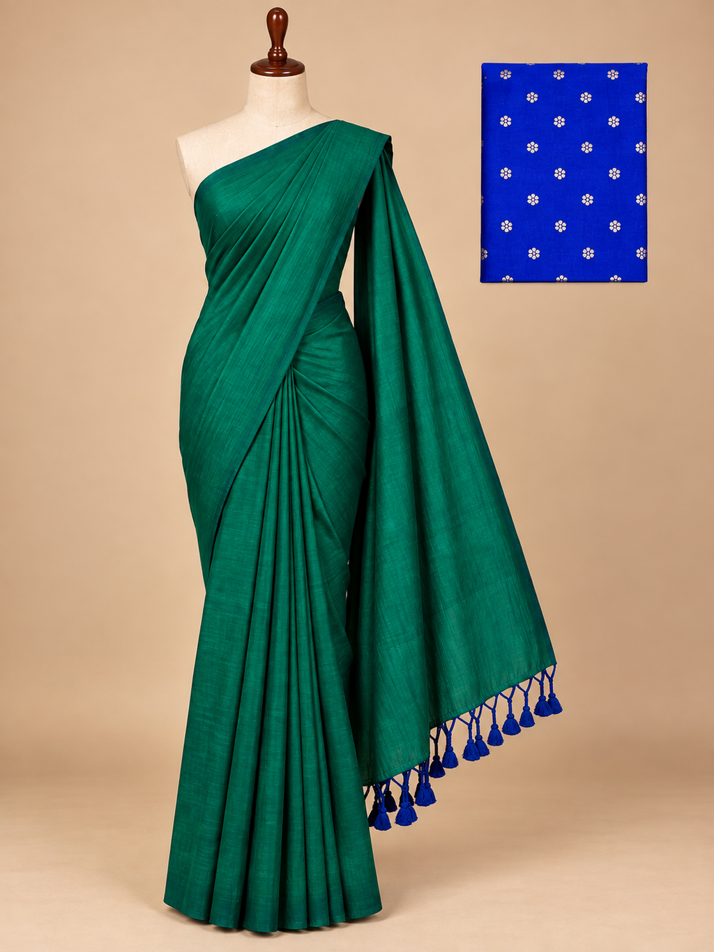 Premium Peacock Blue Raga Tissue Soft Silk Saree - PS047