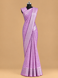 Premium Violet Self-Design Jacquard Art Soft Silk Saree - MS040