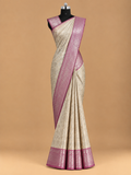 Premium Silver Self-Design Jacquard Art Soft Silk Saree - MS040