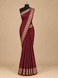 Redolent Deep Maroon Viscose Georgette Small Checks Fancy Saree - MC032