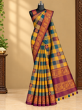 PREMIUM CHECKERED ZARI WORK SAREE COLLECTION