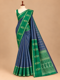 Elegant Navy Blue Semi Tussar Silkworm Saree - SS061