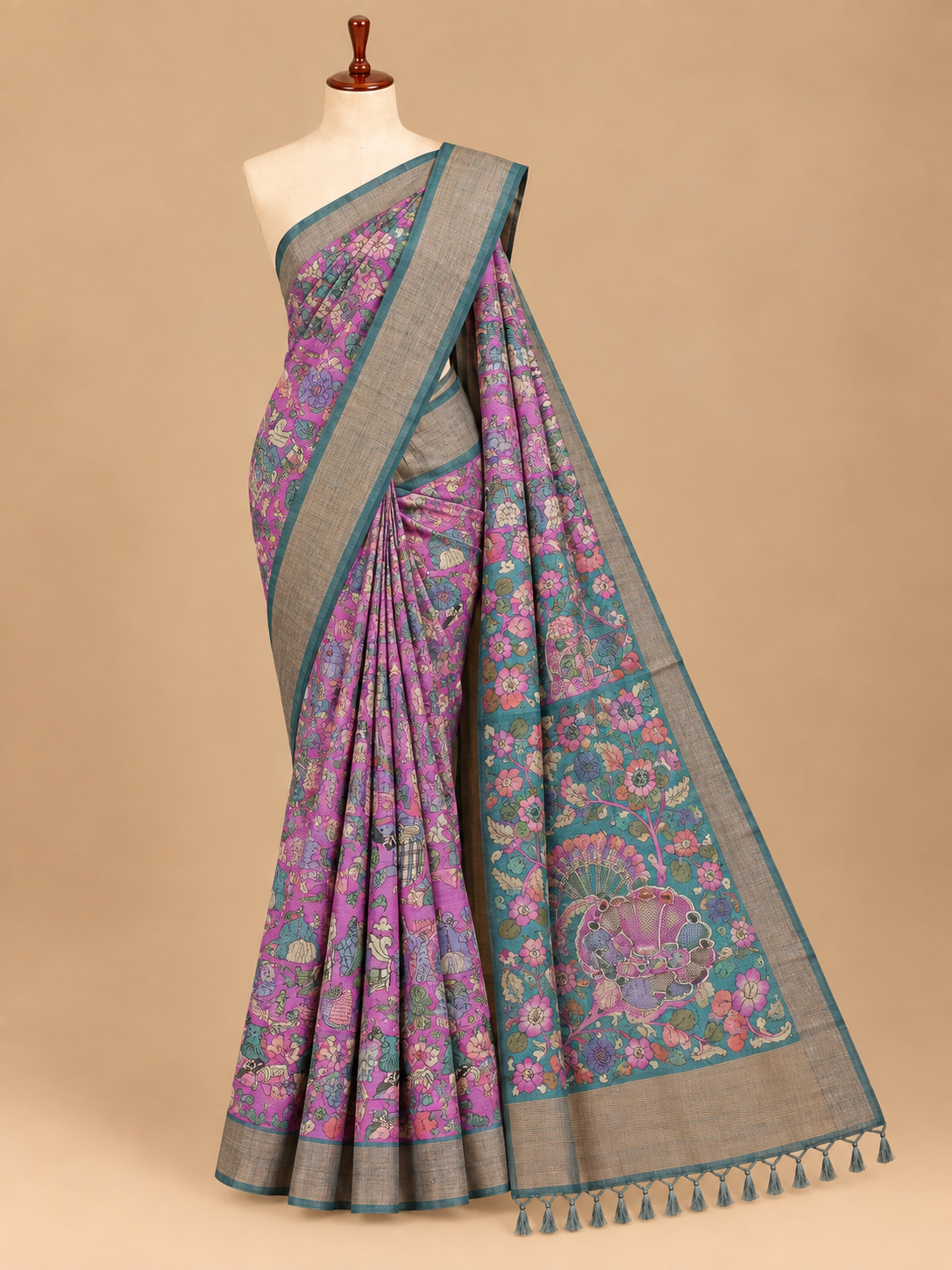 Elegant Magenta Semi Tussar Silkworm Saree - SS061