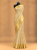 Celebrity Inspired Gold Tissue Saree with Floral Jacquard Border - NA079