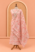 Eleganter Salwar-Stoff aus Baumwollseide mit blumigem Print in Pfirsichrosa - SM060