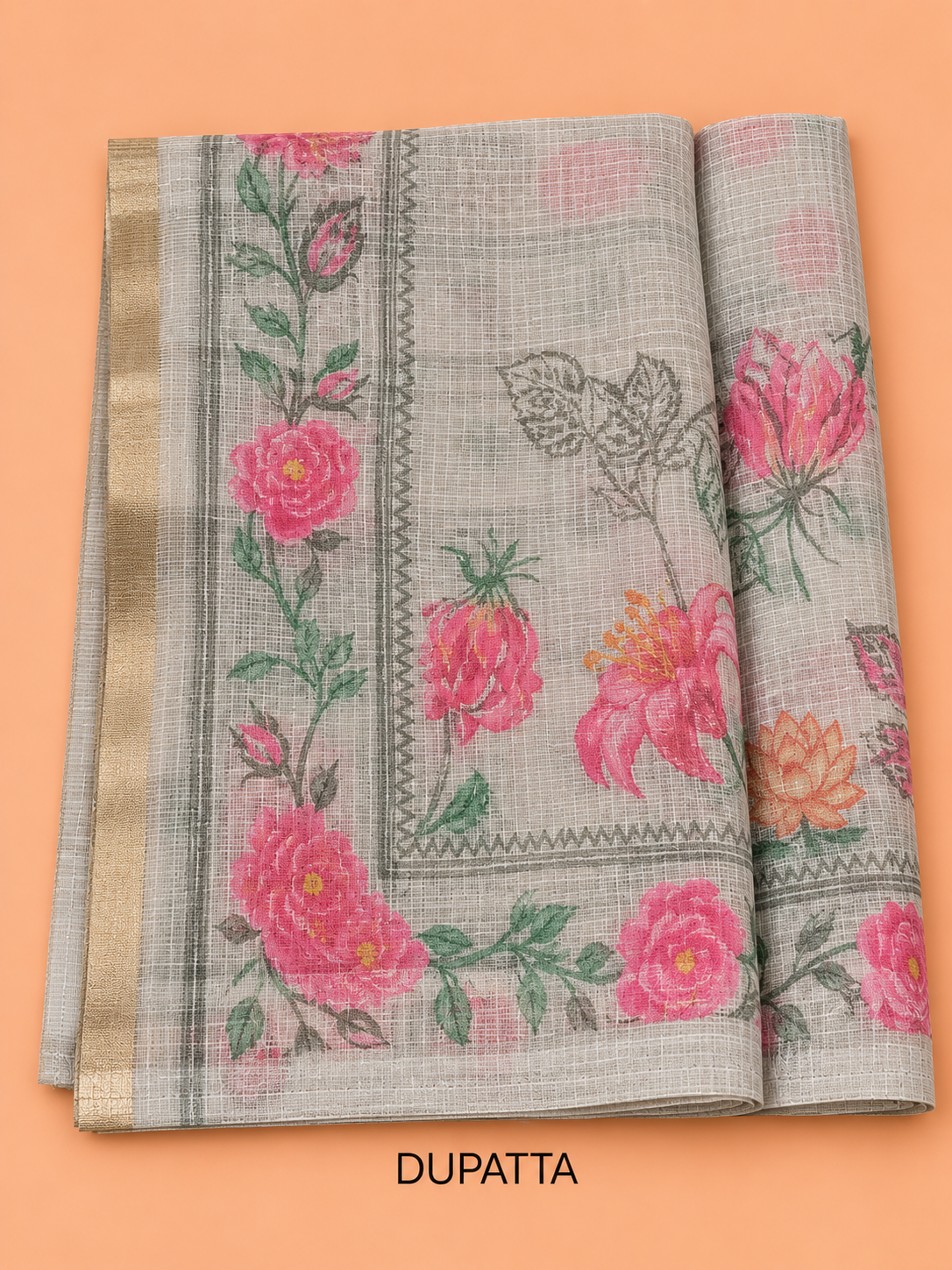 Elegant Pastel Grey Digital Floral Print Cotton Silk Salwar Material - SM060
