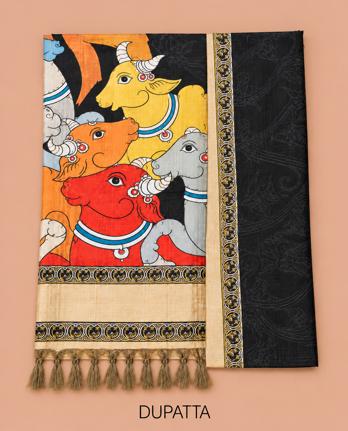 Elegant Cream Pichwai Cow Digital Print Cotton Salwar Material - SM060