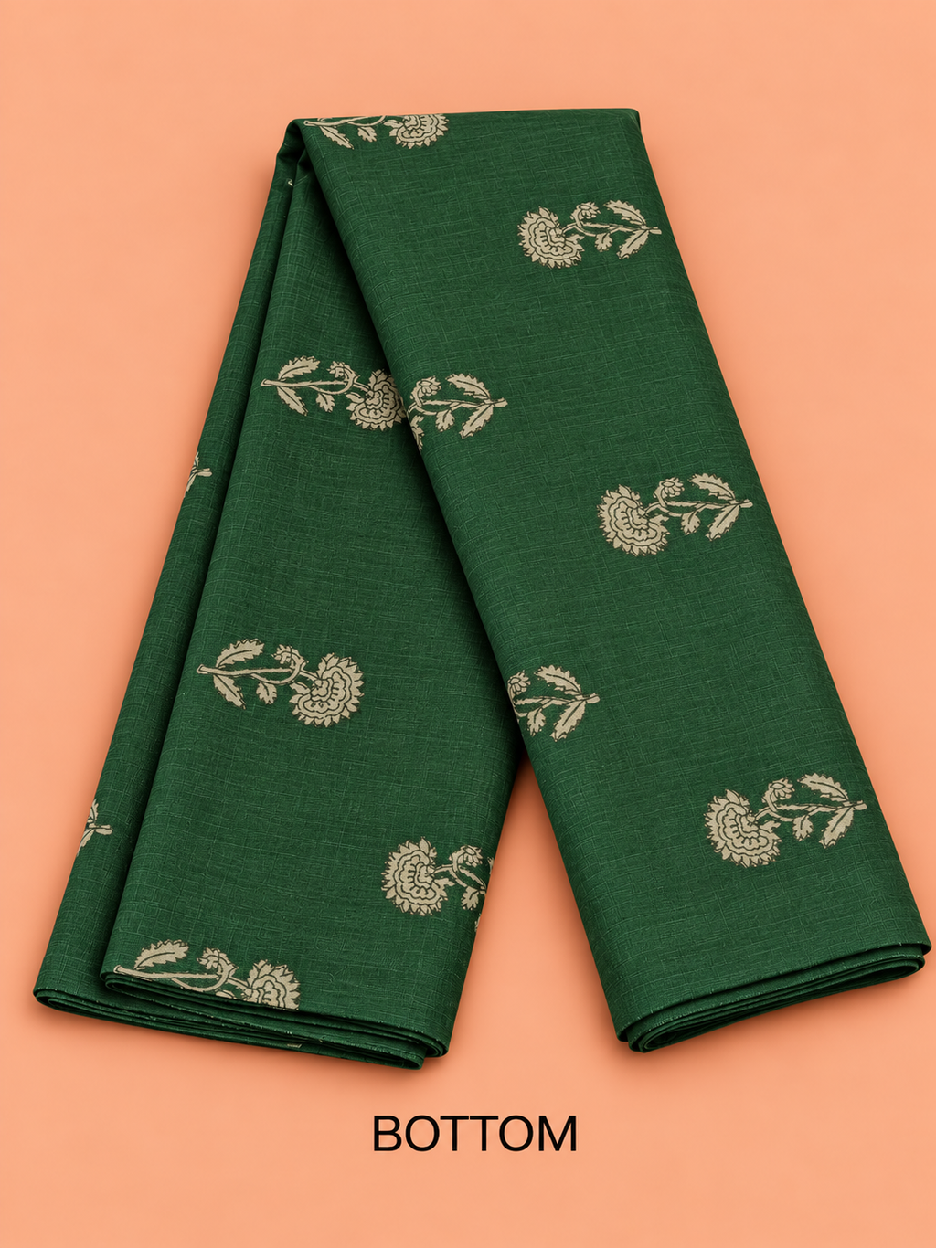 Elegant Bottle Green Floral Butta Embroidery Cotton Salwar Material - SM060