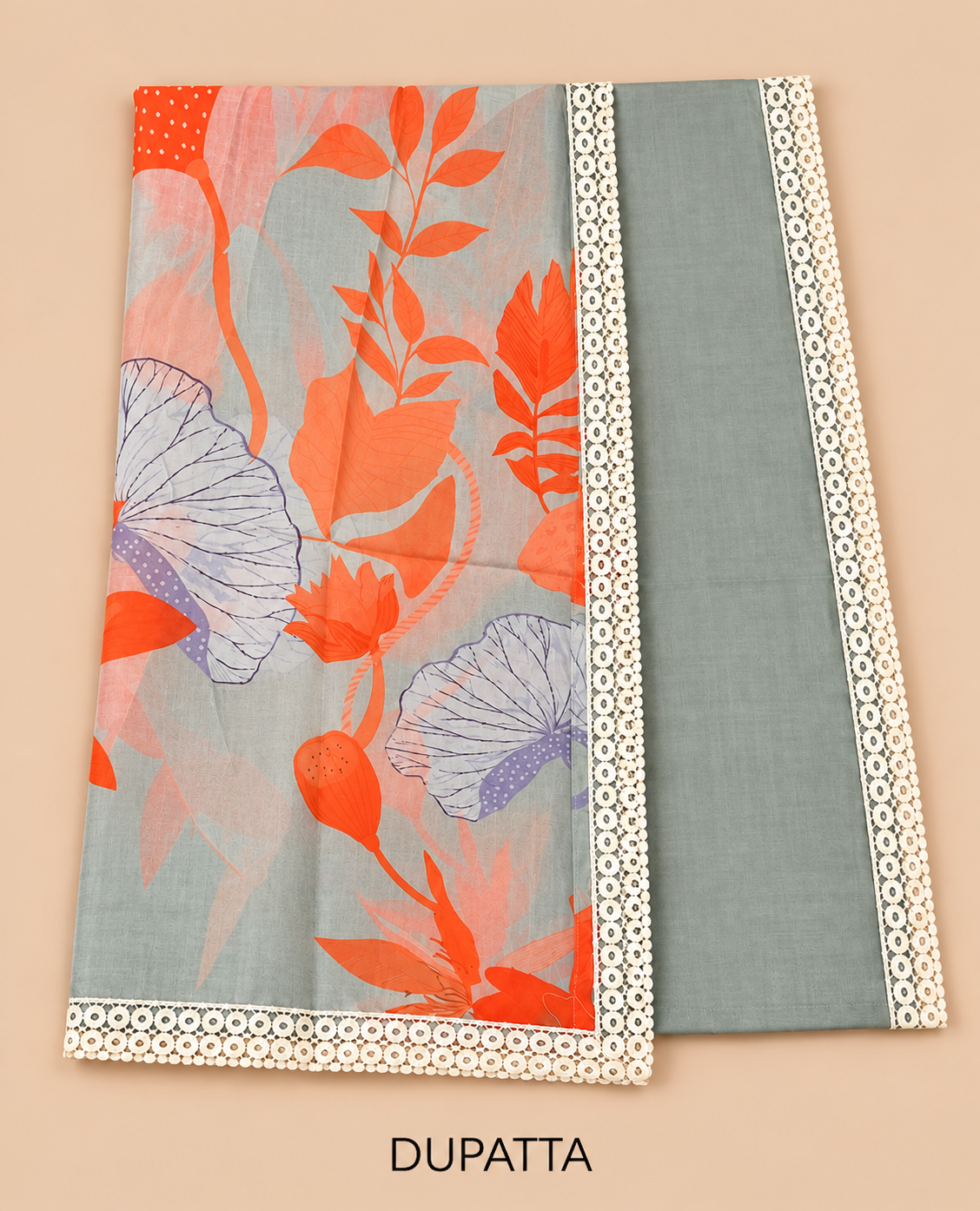 Elegant Rust Orange Bird & Leaf Embroidered Cotton Salwar Material - SM060