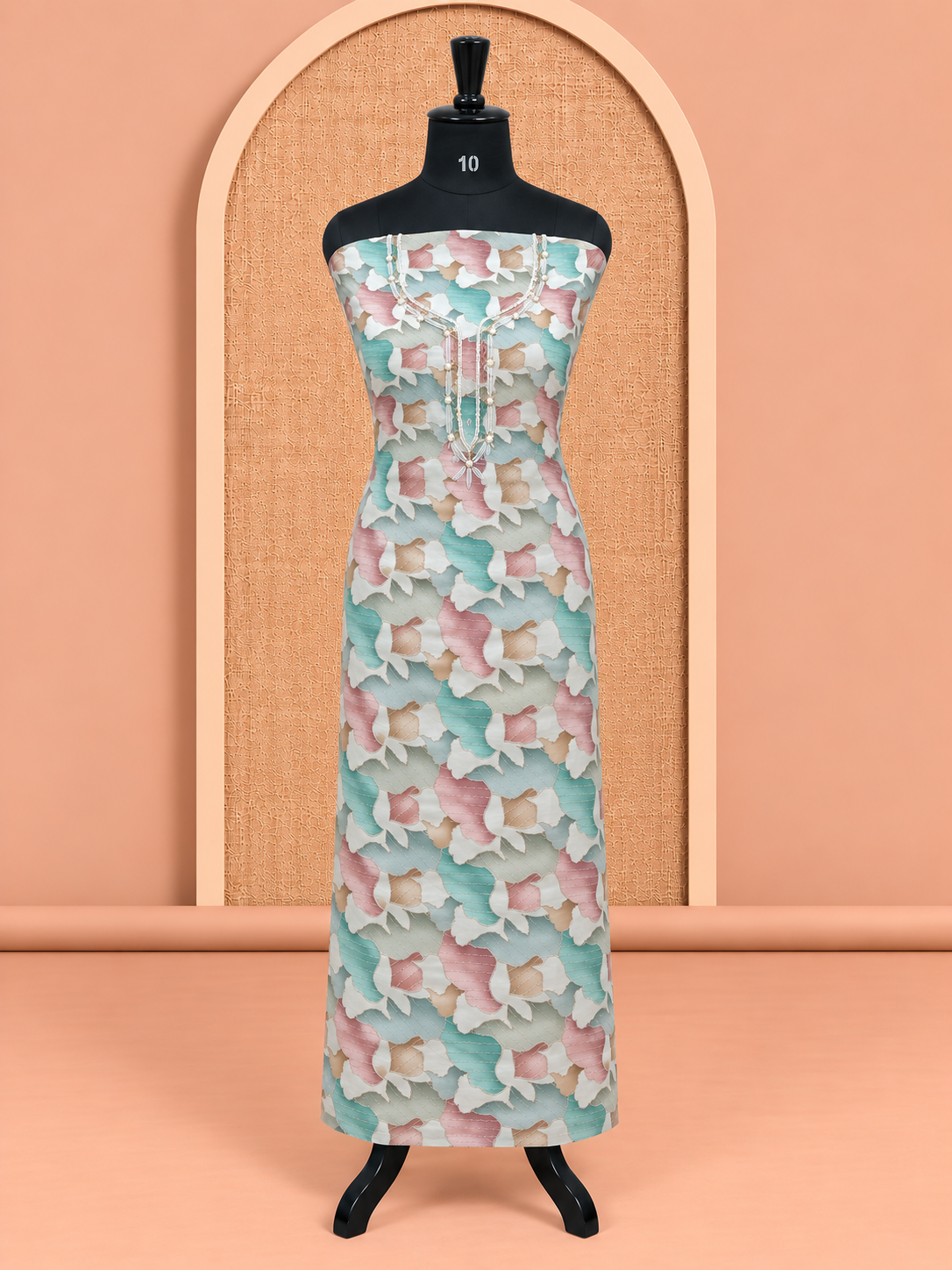Premium Multicolor Digital Print Organza Salwar Material - SM060