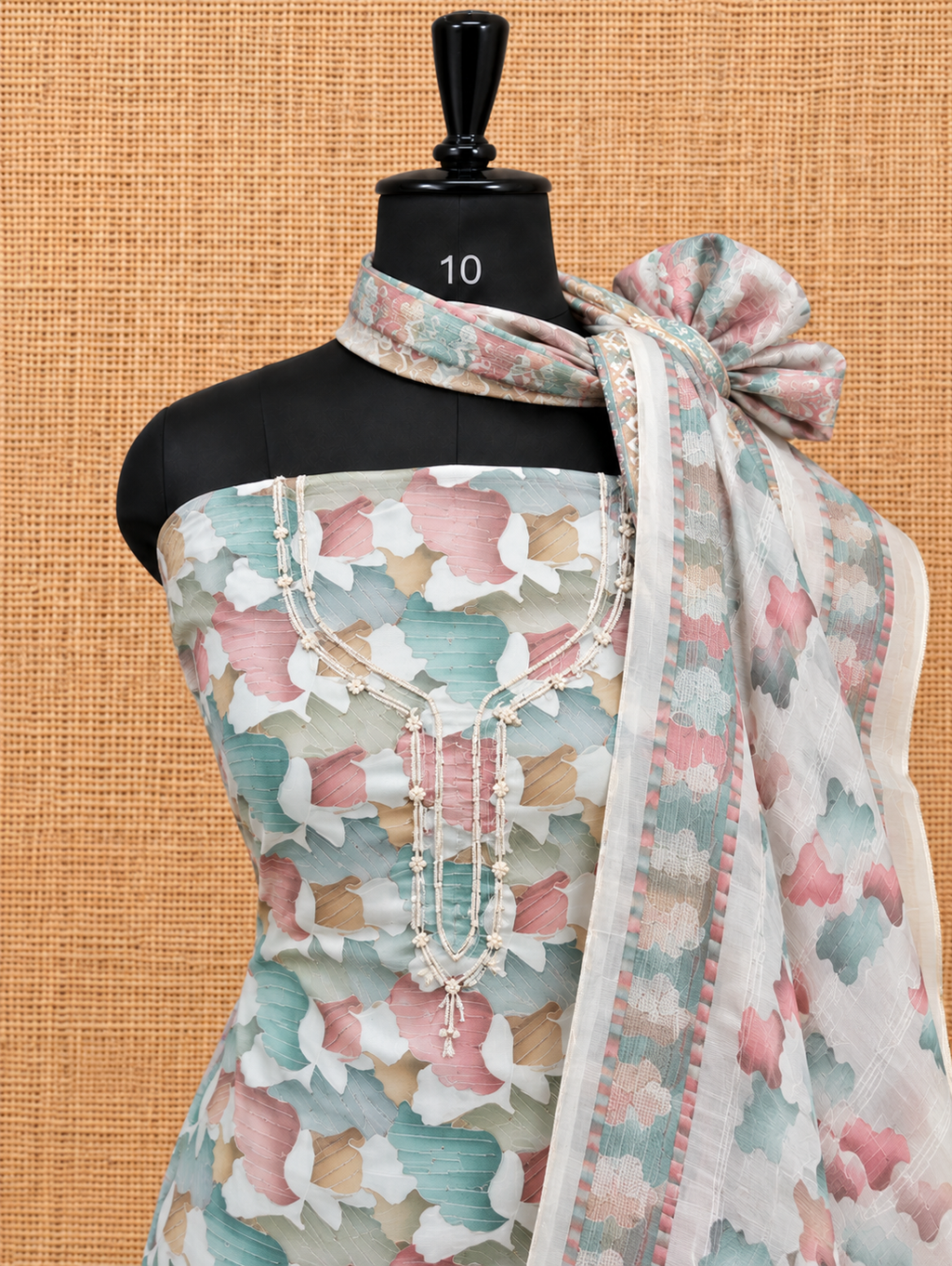 Premium Multicolor Digital Print Organza Salwar Material - SM060