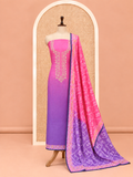 Elegantes Salwar-Material aus bestickter Seiden-Baumwolle mit Pink-Lila-Ombré-Effekt – SM060