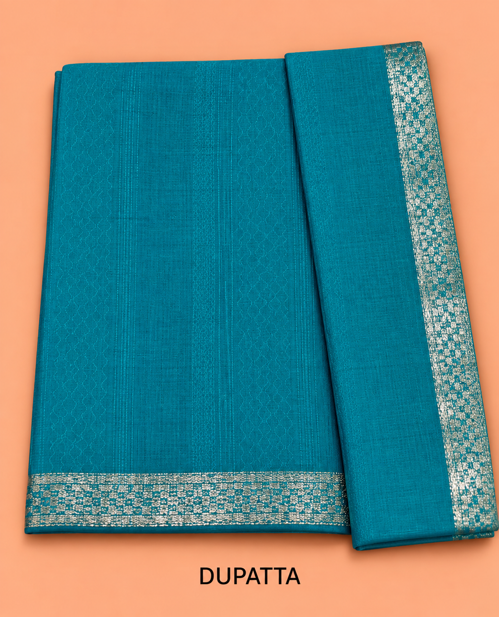 Elegant Teal Blue Dotted Floral Print Cotton Salwar Material - SM060