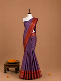 Premium Lavender Kanchi Soft Silk Saree with Red Border