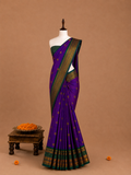 Premium Violet Kanchi Soft Silk Saree with Green Border