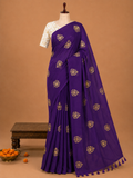 Premium Purple Fancy Georgette Silkworm Saree