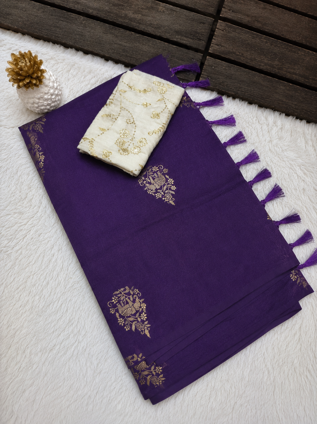 Premium Purple Fancy Georgette Silkworm Saree