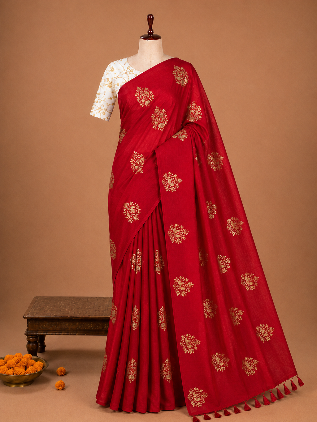 Premium Red Fancy Georgette Silkworm Saree
