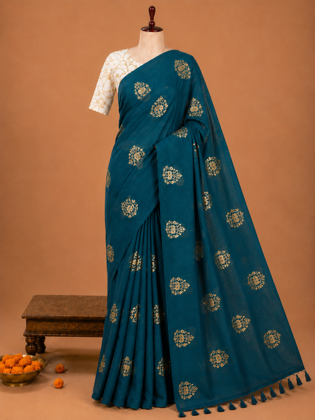 Premium Teal Fancy Georgette Silkworm Saree