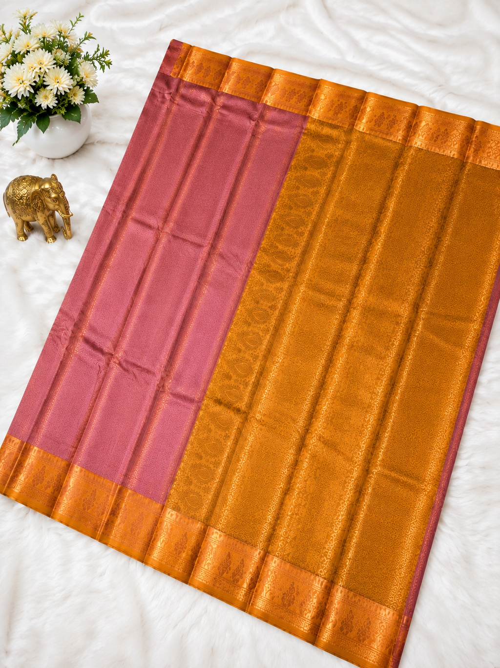 Premium Dusty Pink Semi Tissue Silk Saree