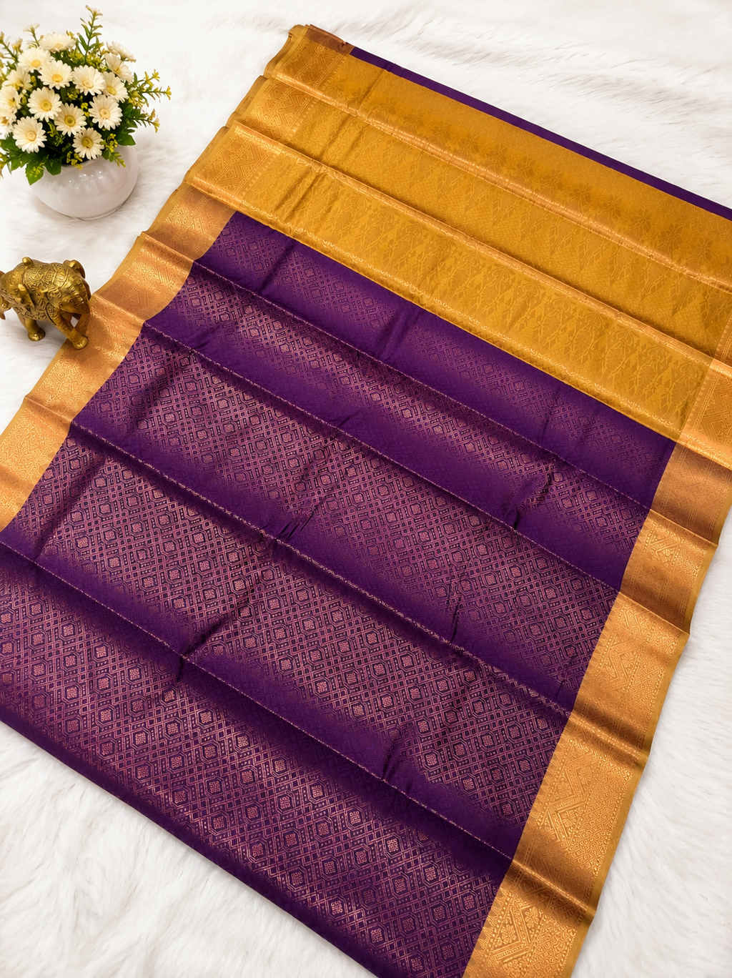 Premium Royal Purple Semi Tissue Silk Saree