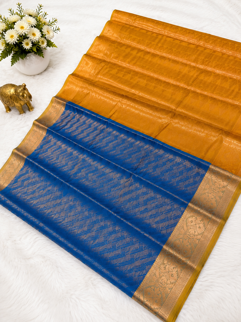 Premium Royal Blue Semi Tissue Silk Saree