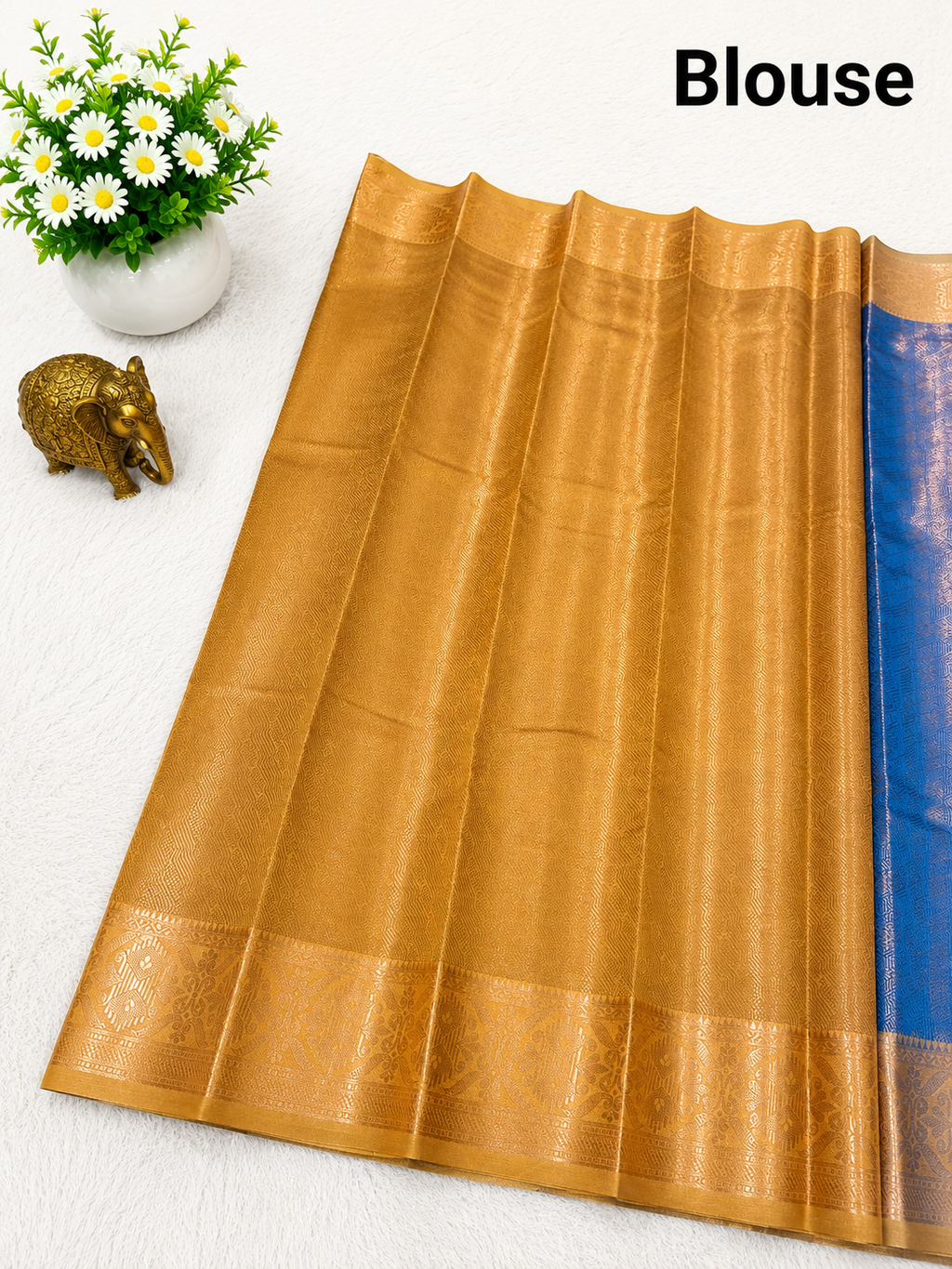Premium Royal Blue Semi Tissue Silk Saree