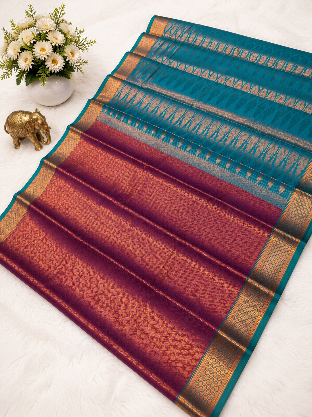 Premium Wine Red Semi Tissue Silk Saree