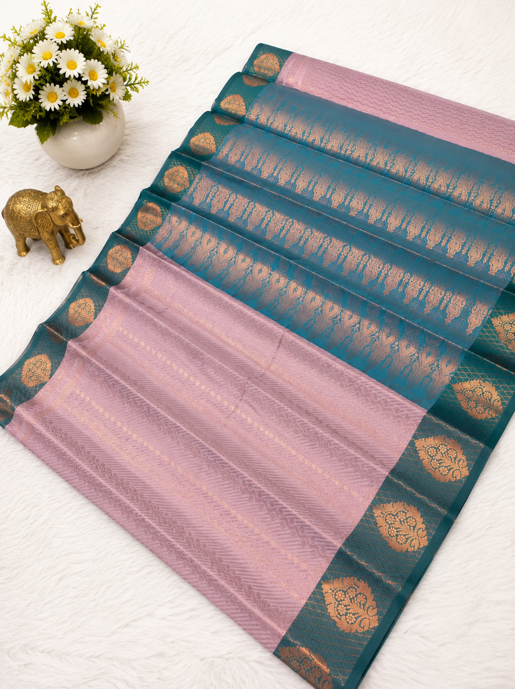 Premium Dusty Rose Semi Tissue Silk Saree