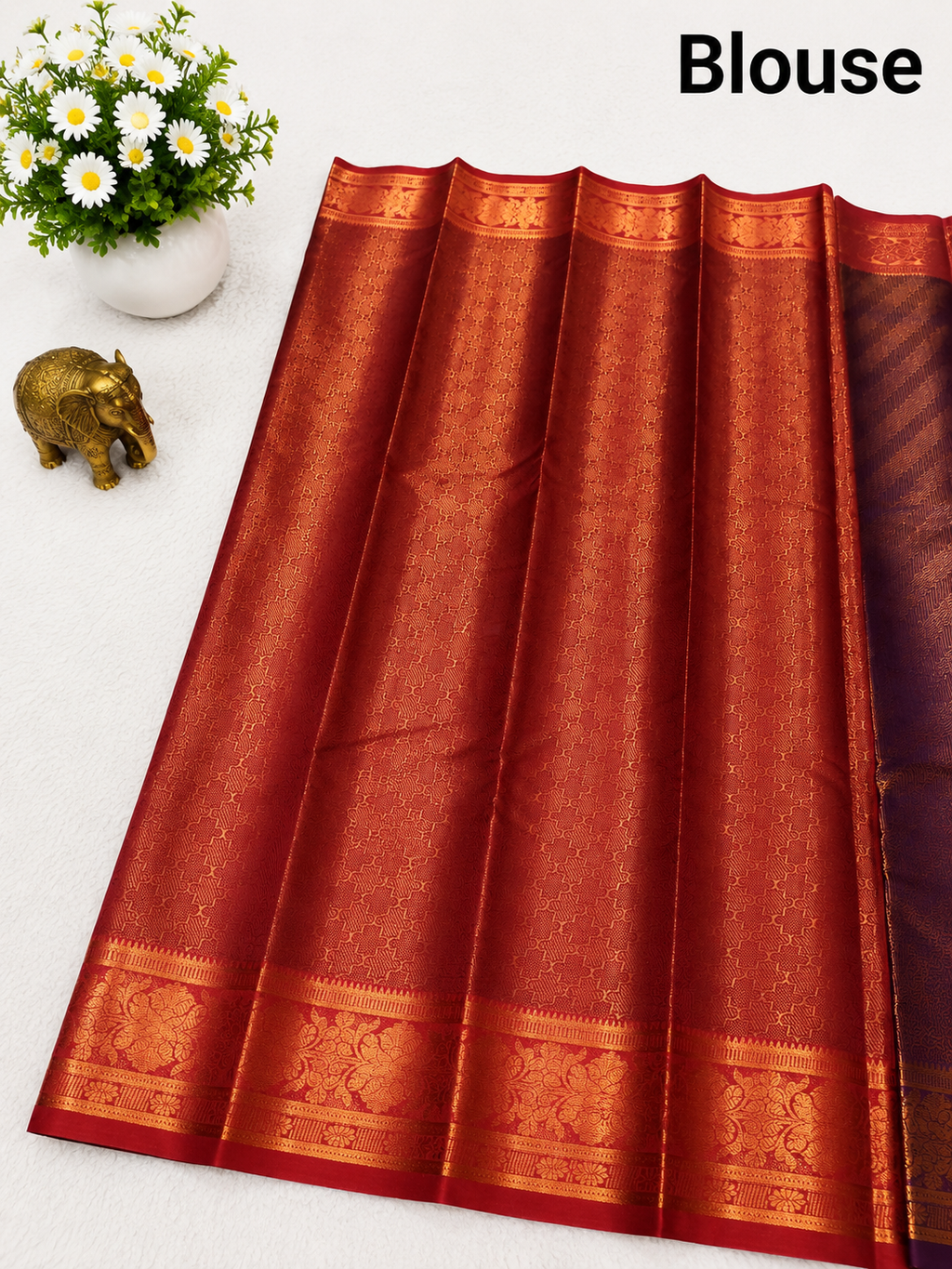 Premium Navy Blue Semi Tissue Silk Saree