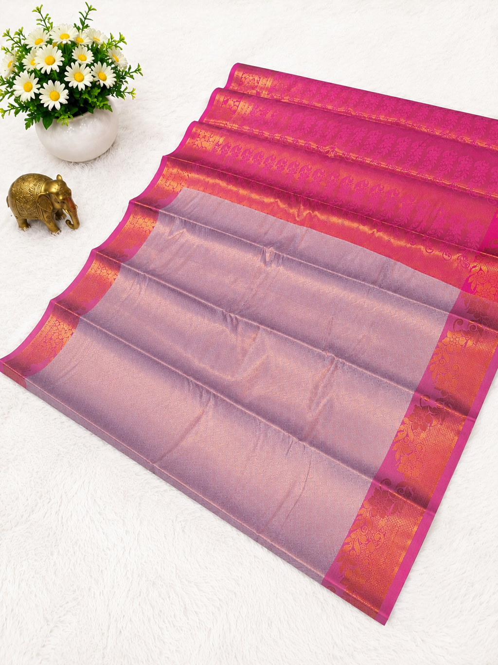 Premium Mauve Lilac Semi Tissue Silk Saree