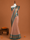 Premium Dusty Peach Semi Tissue Silk Saree
