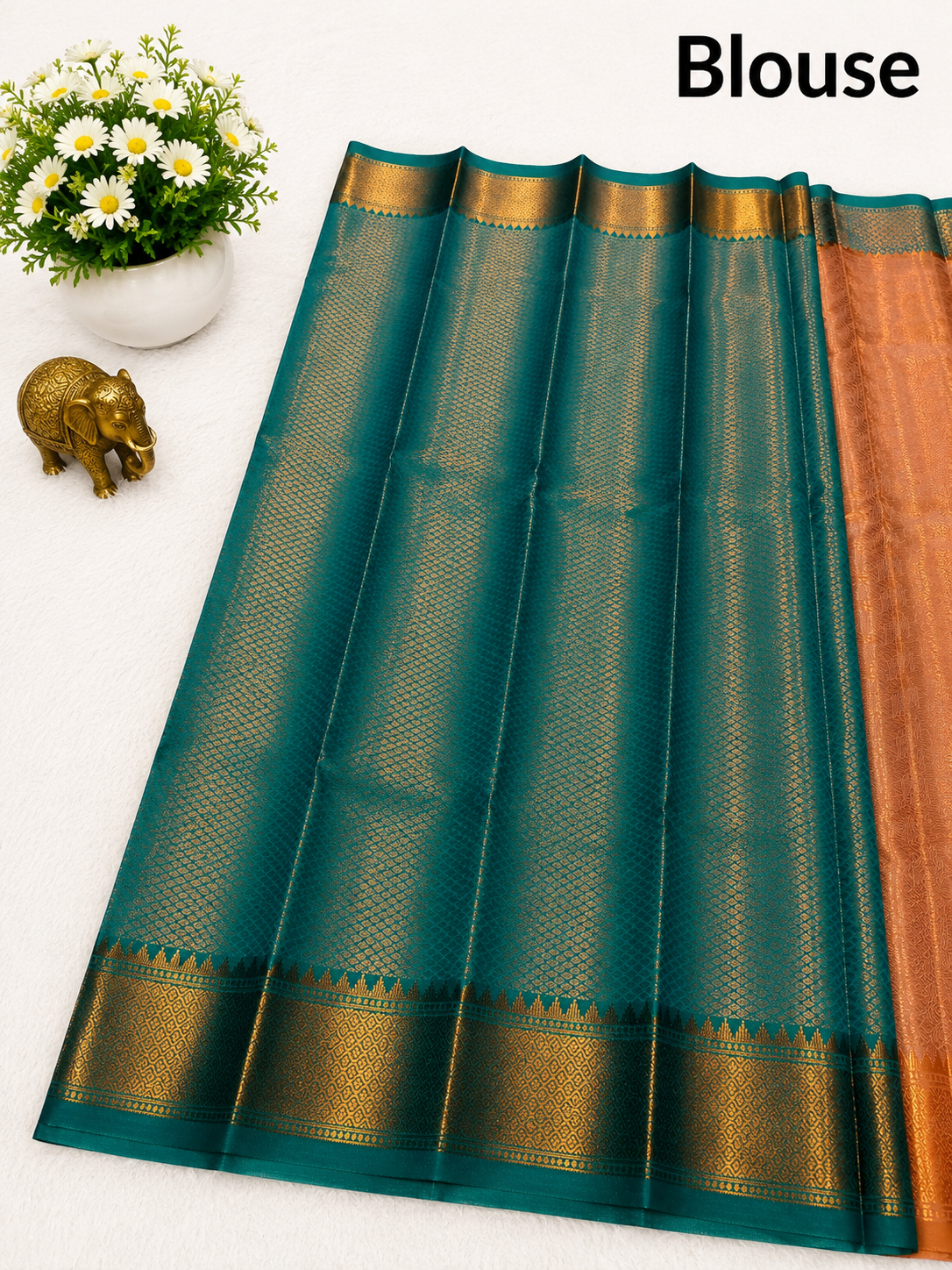 Premium Dusty Peach Semi Tissue Silk Saree