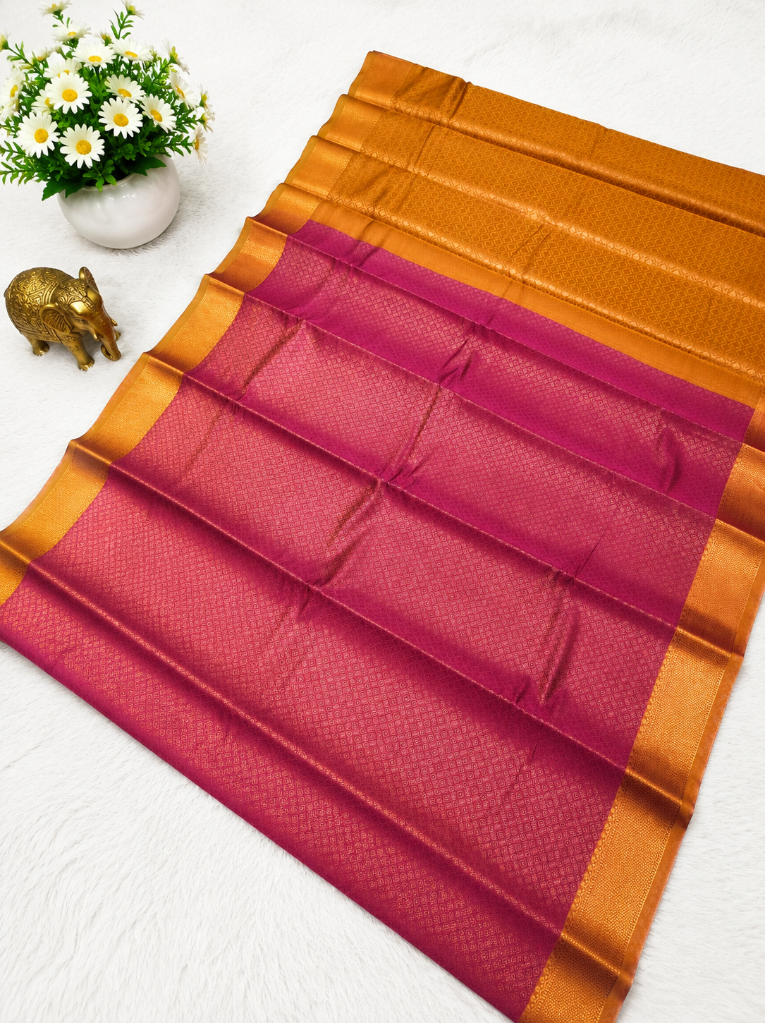 Premium Hot Pink Semi Tissue Silk Saree