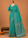 Premium Sea Green Fancy Soft Silk Saree with Self Zari Paisley Border