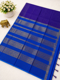 Premium Royal Blue Checked Kalyani Cotton Saree