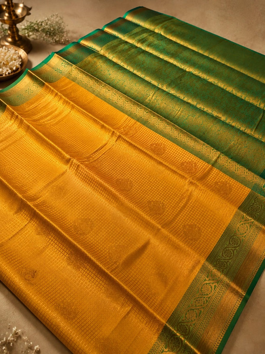 Premium Mustard Yellow Vairaoosi Silk Saree