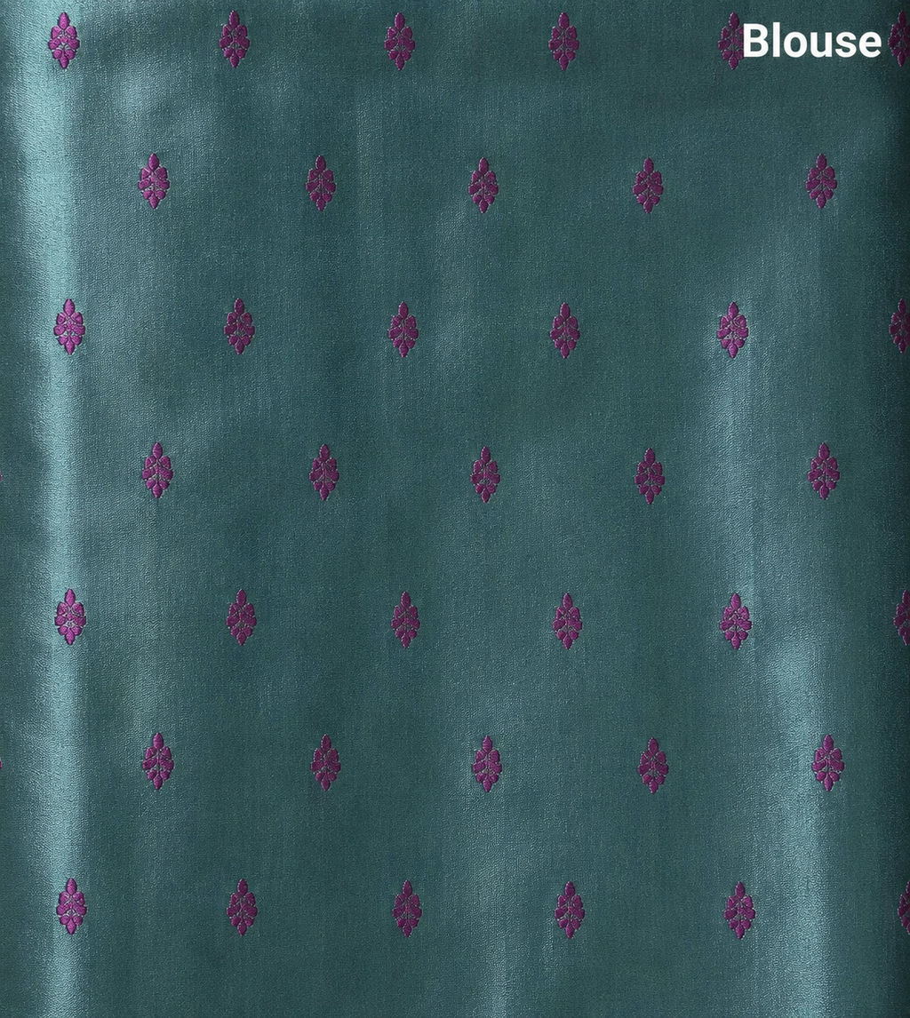 Elegant Purple and Sky Blue Kanchi Soft Silk Saree with Woven Flower Buttas