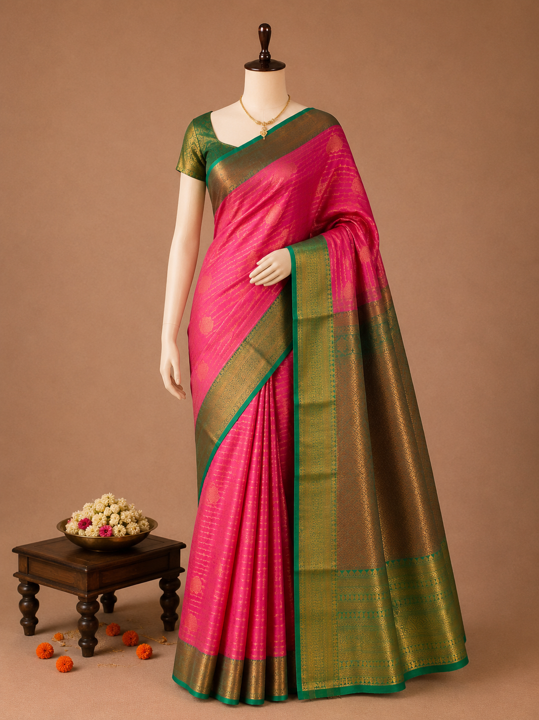 Premium Pink Vairaoosi Silk Saree