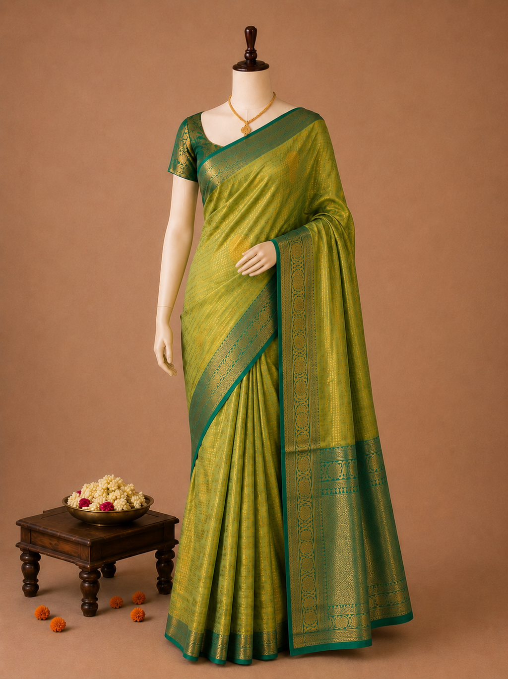 Premium Green Vairaoosi Silk Saree