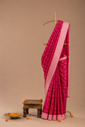 Banarasi Pink Semi Silk Saree with Contrast Blouse 