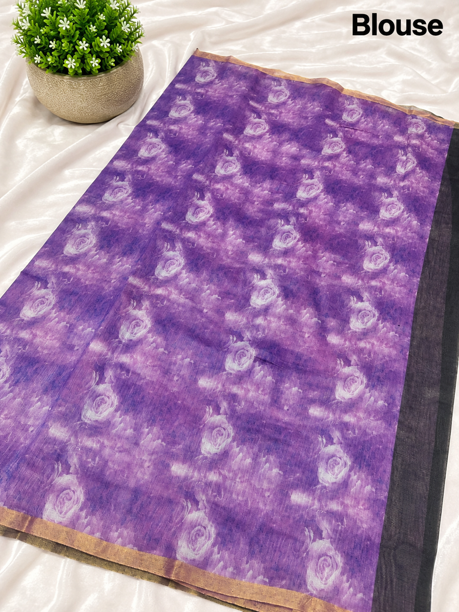 Elegant Olive Green Dog Printed Design Linen Cotton Saree