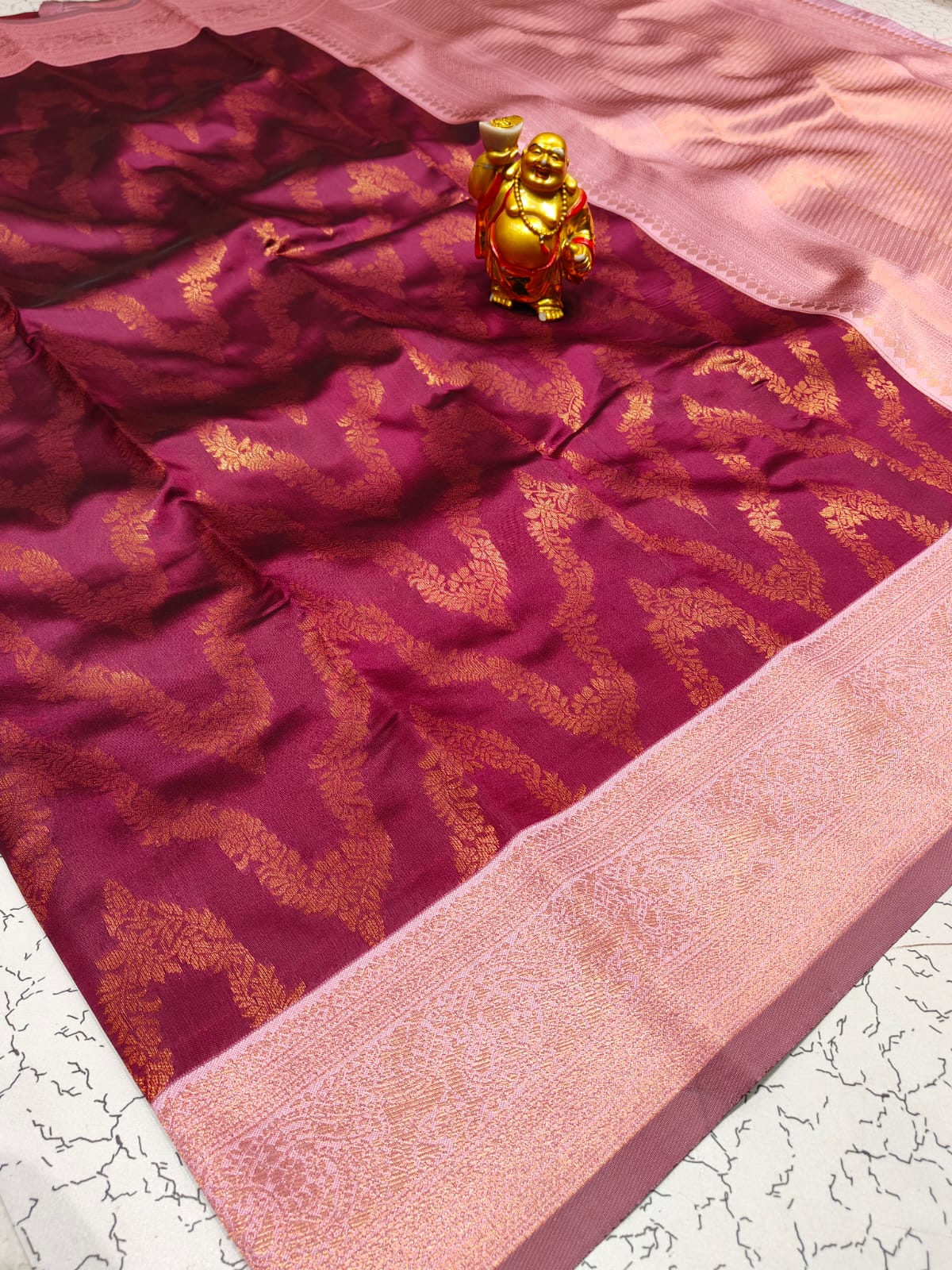 Premium Banarasi Magenta Soft Semi Silk Saree