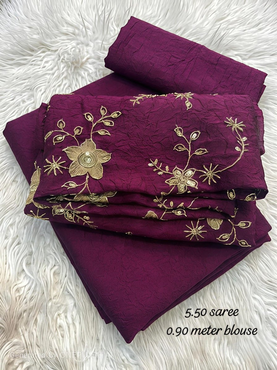 Elegant Wine Crush Mango Space Silk Saree